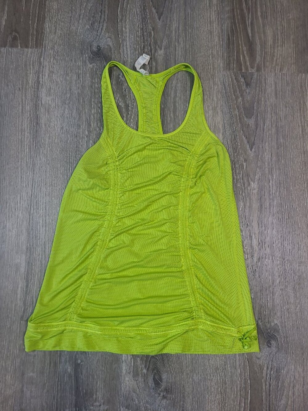 Lululemon Push Yourself Ruched Racerback Tank Top Neon Lime Green - Size 6